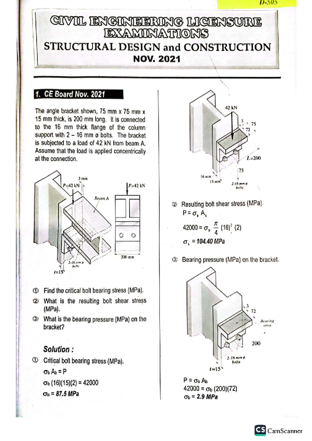 CIVIL ENGINEERING LICENSURE EXAMINATION STRUCTURAL DESIGN NOTES - NOV ...