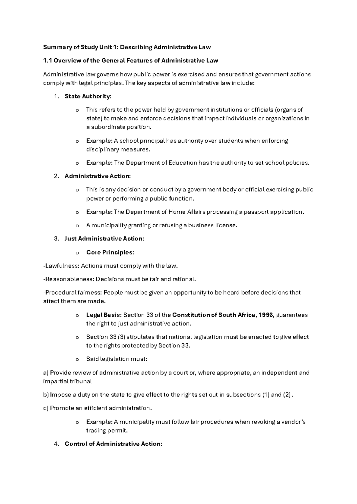 LU1 Administrative Law Overview and Key Concepts Notes - Studocu