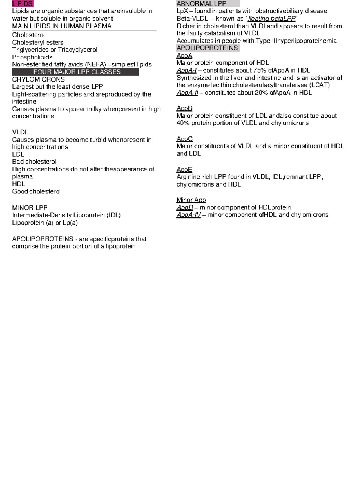 LIPIS 101: Clinical Chemistry of Lipids and Lipoproteins - Studocu