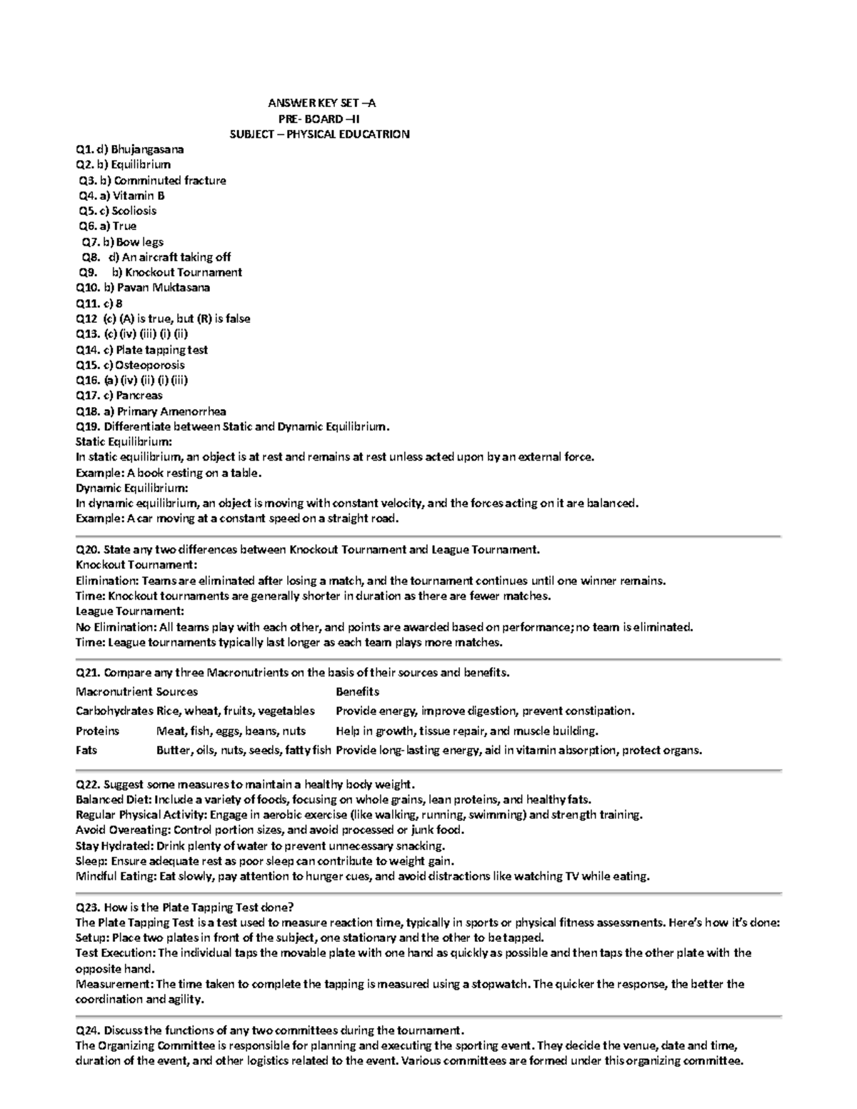 Answer key set A PRE Board 2 - ANSWER KEY SET – A PRE- BOARD – II ...