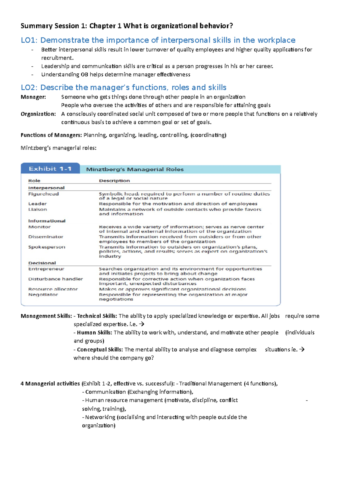 Summary Session 1, Chapter 1 - Summary Session 1: Chapter 1 What is ...