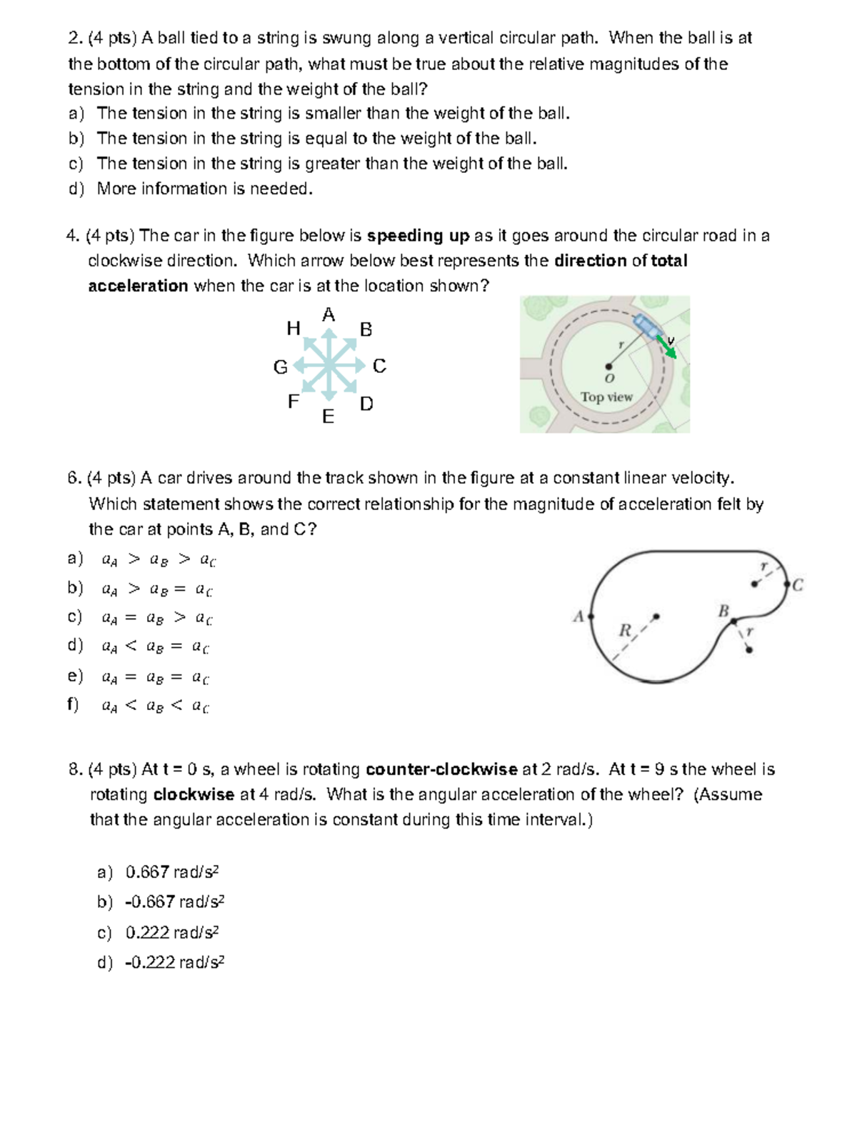 Physics 101: Circular Motion Practice Questions - Studocu