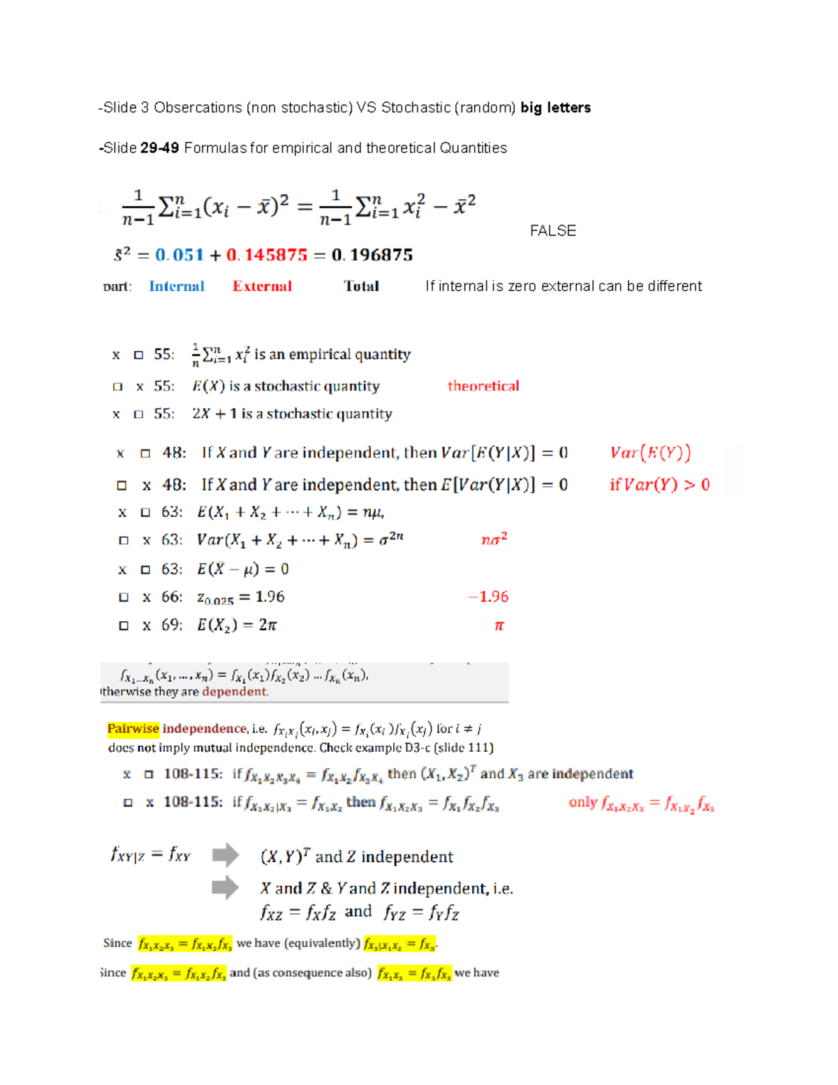Econometrics Theory Lecture Notes - Key Concepts & Formulas - Studocu