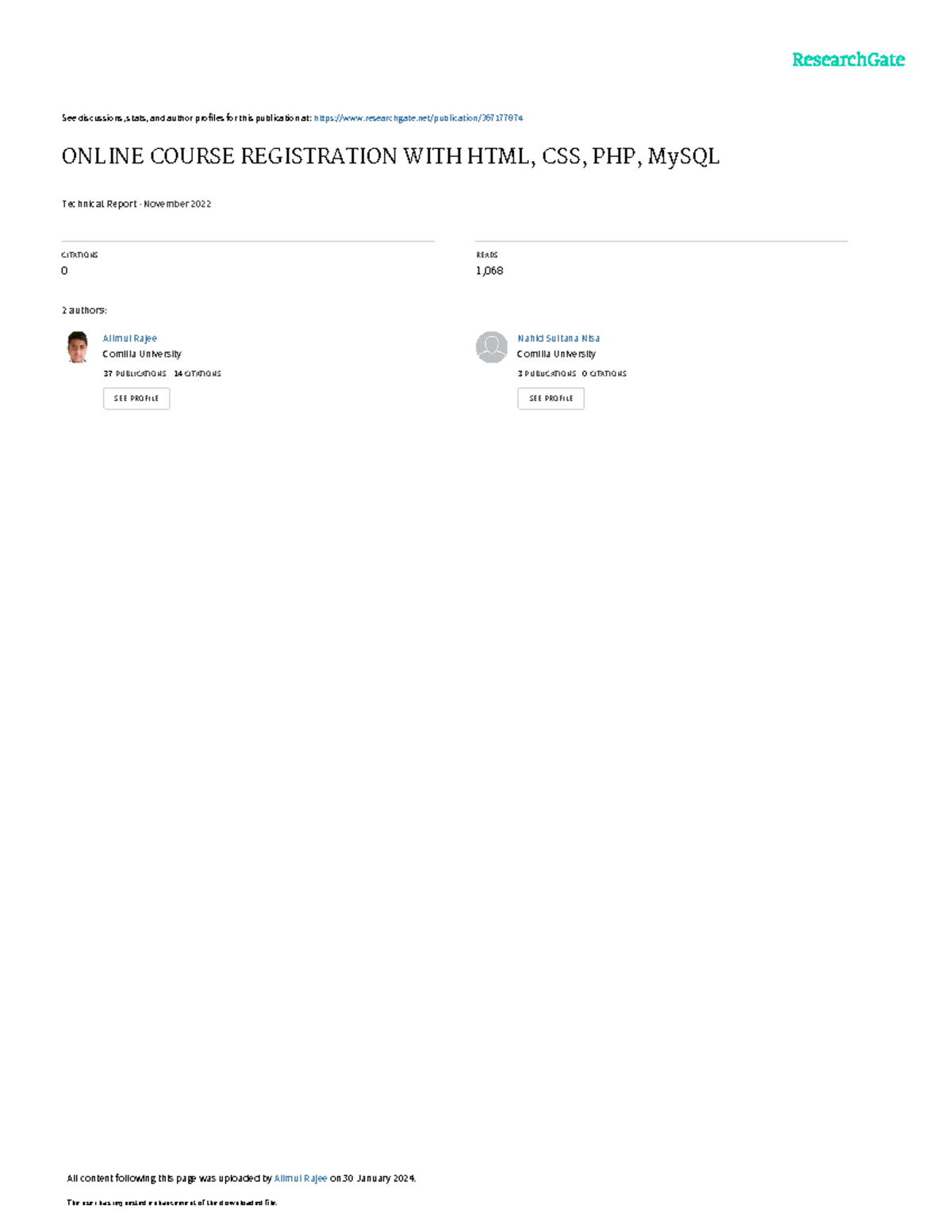 Online Course Registration System Technical Report - ICT 101 - Studocu