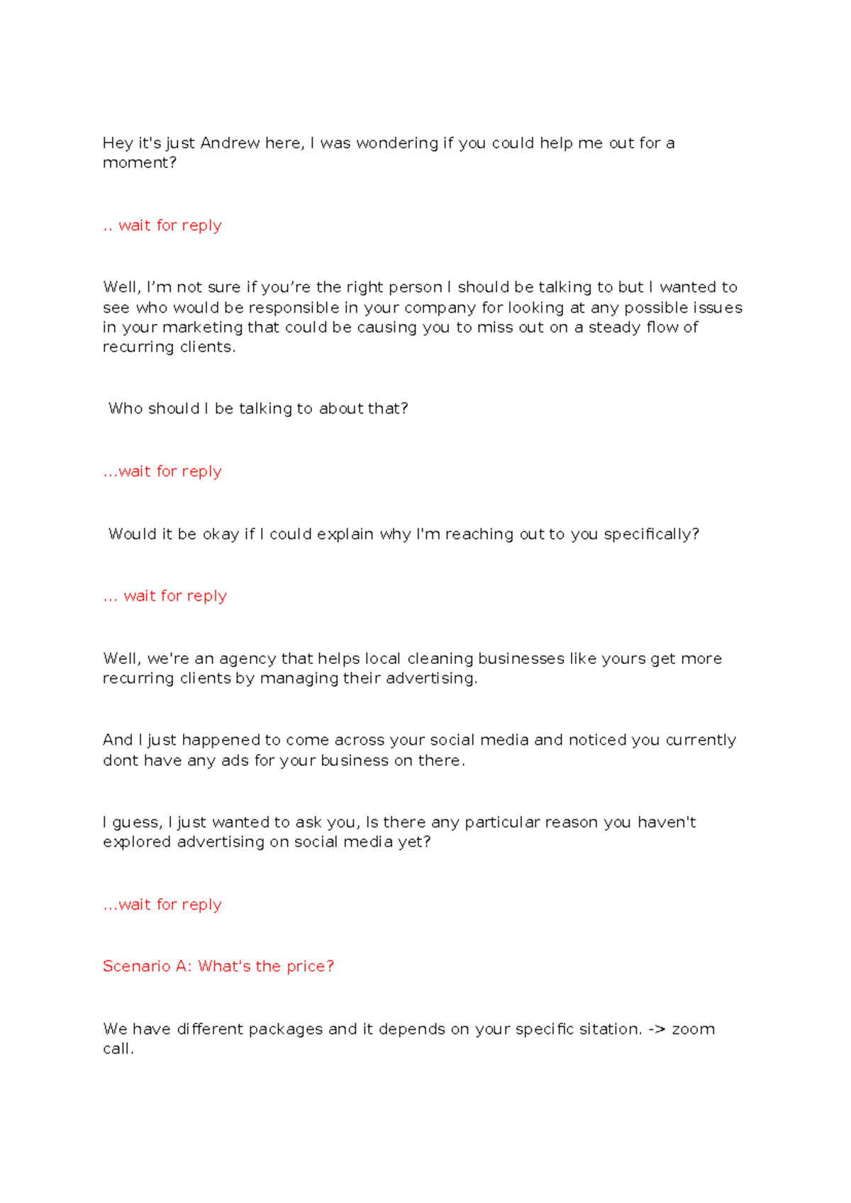 Marketing Outreach Script for Andrew 3: Client Engagement Guide ...