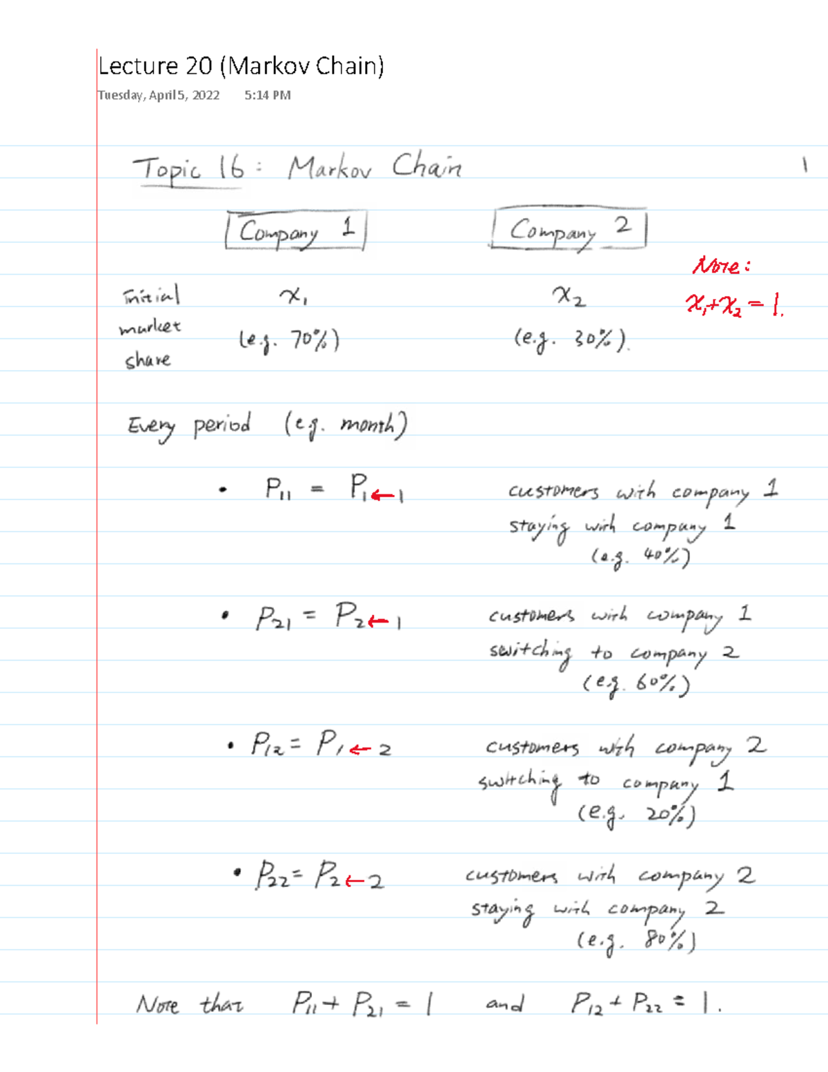 Lecture 20: Markov Chain Analysis and Market Share Dynamics - Studocu
