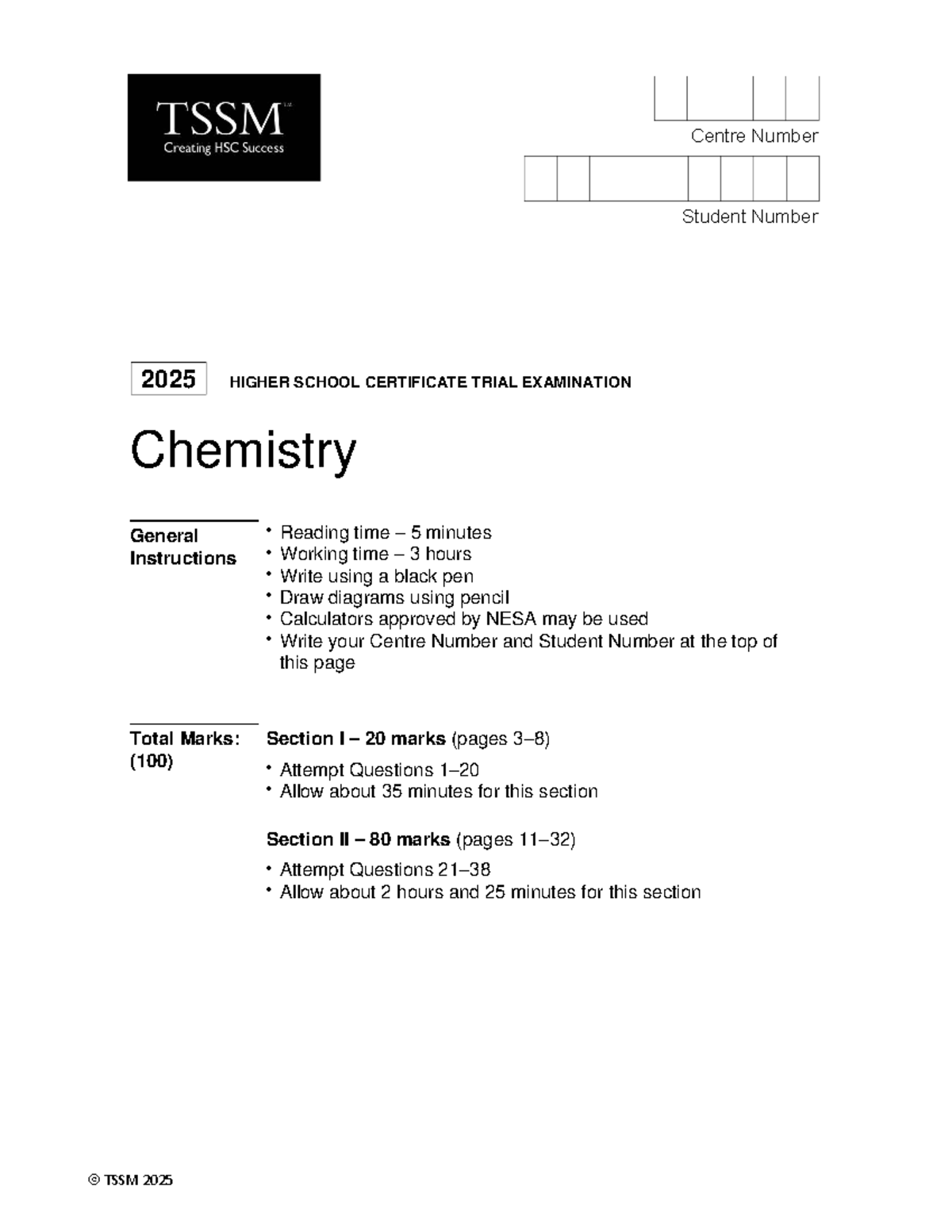 2025 HSC Chemistry Trial Exam Question Book - Studocu