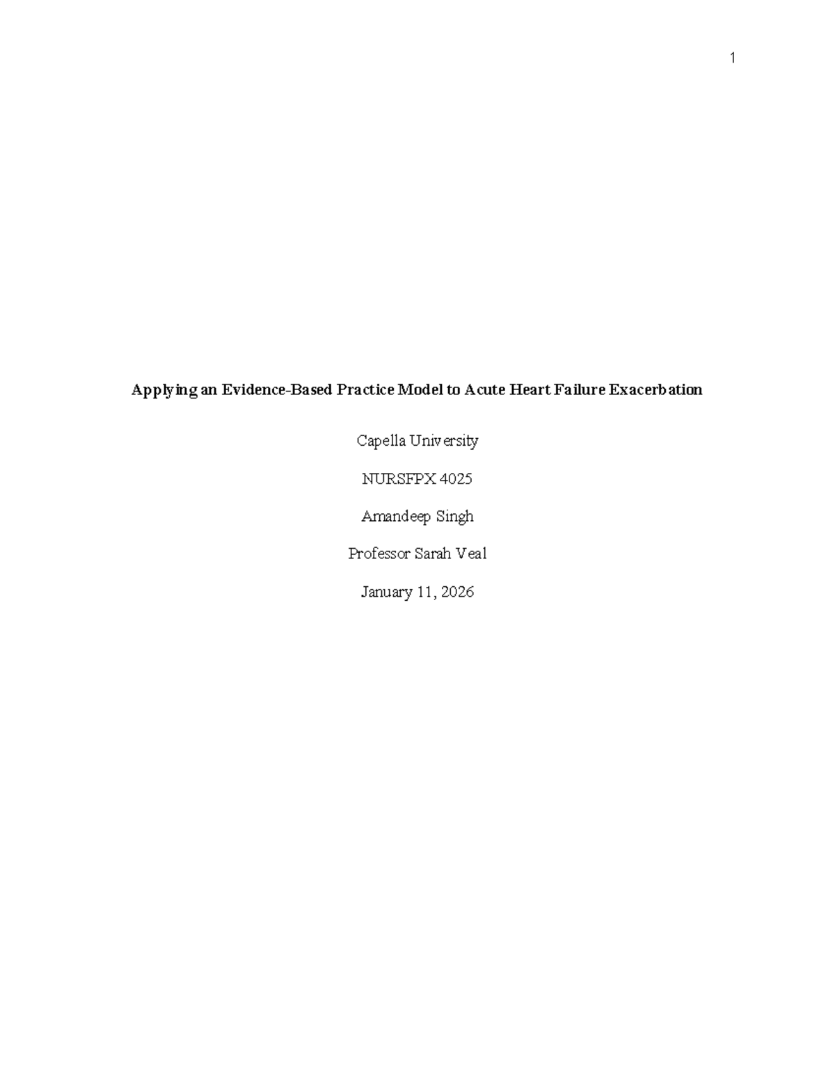 Applying the Iowa Model to Acute Heart Failure Exacerbation - NURSFPX ...