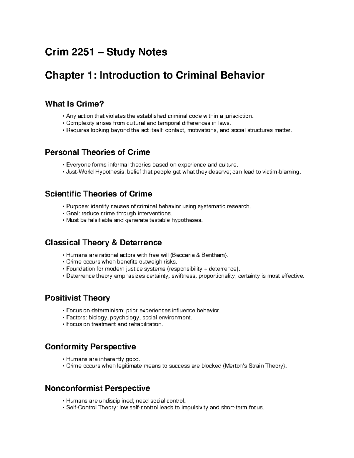 Crim 2251 – Study Notes: Criminal Behavior & Developmental Factors ...