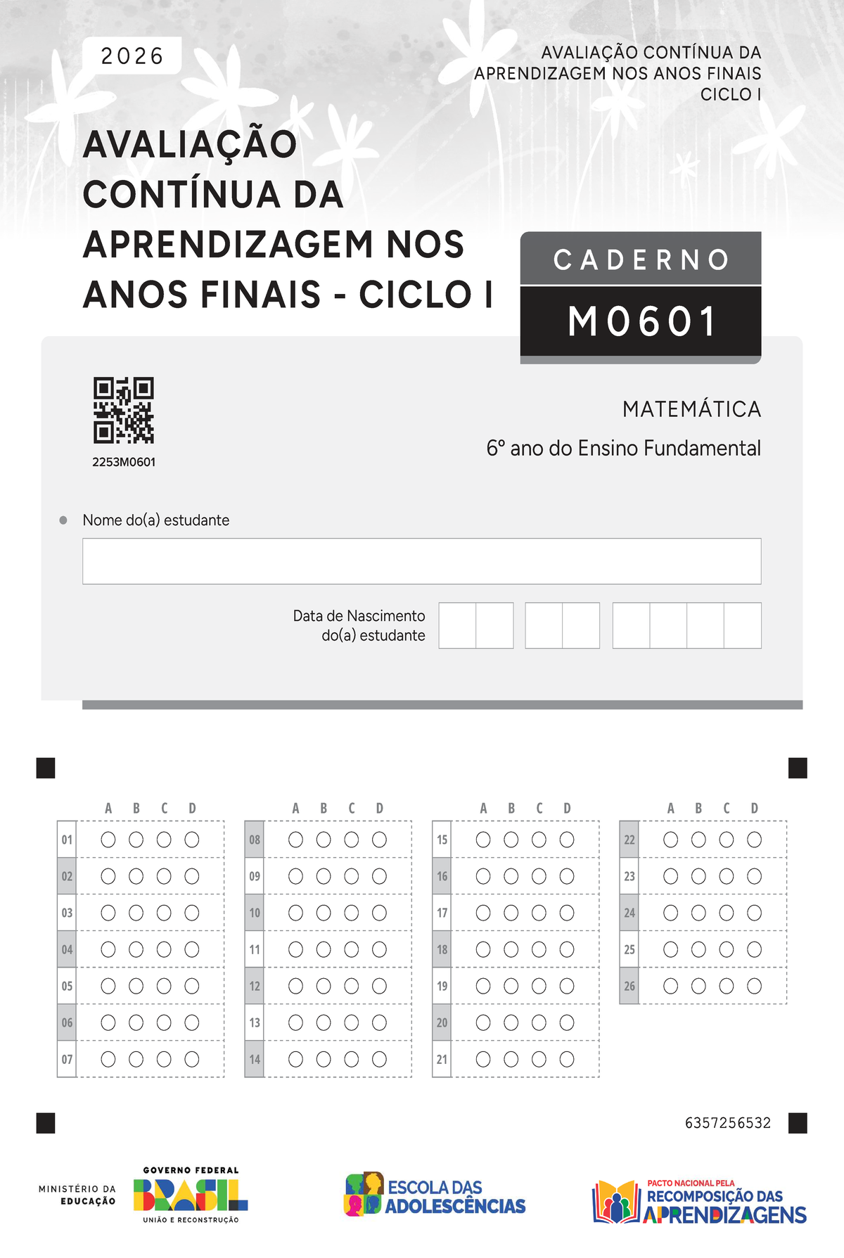 Avaliação Contínua de Aprendizagem - M0601 Matemática 6º Ano 2026 - Studocu