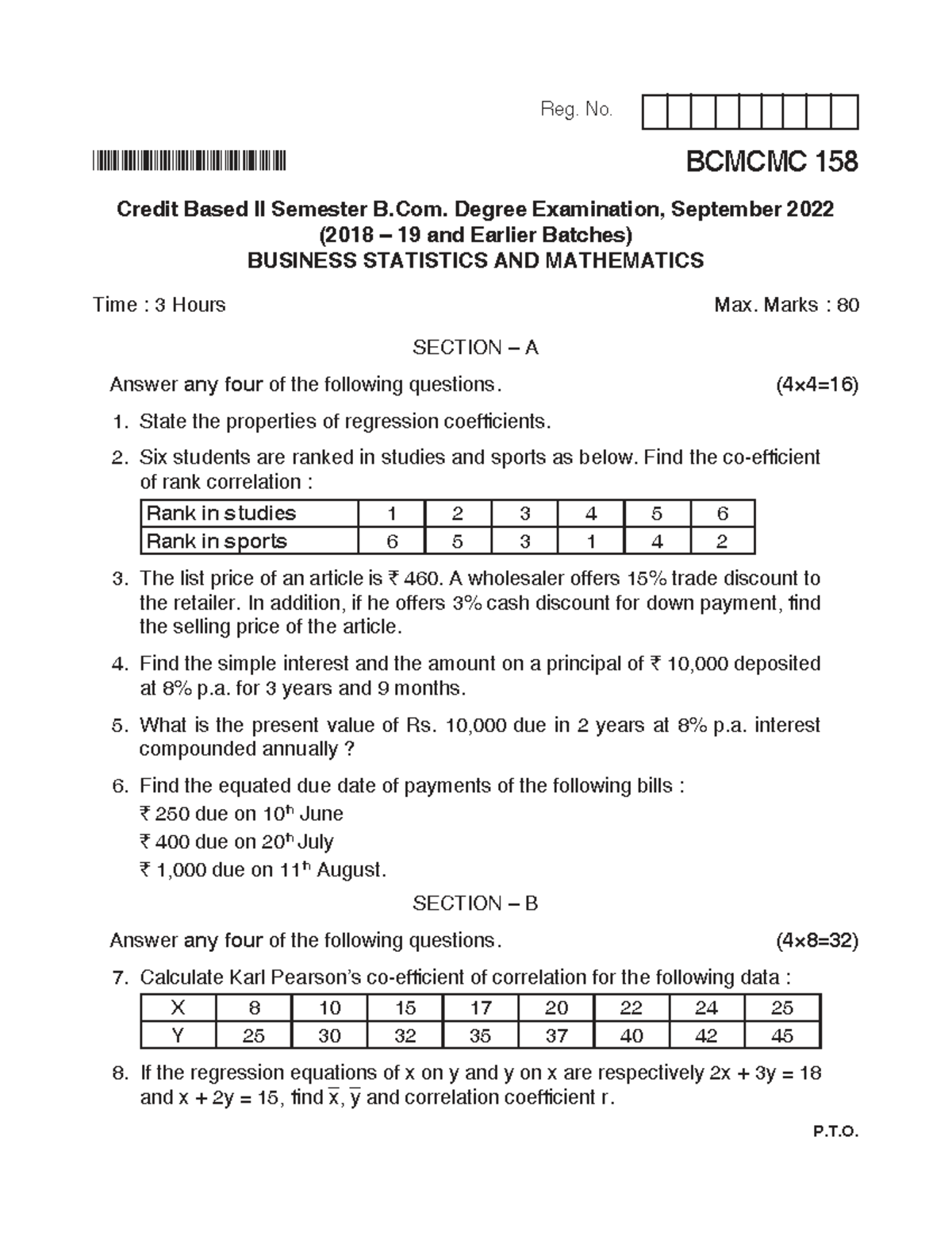 BCMCMC 158 - Business Statistics & Mathematics Exam Guide - Studocu