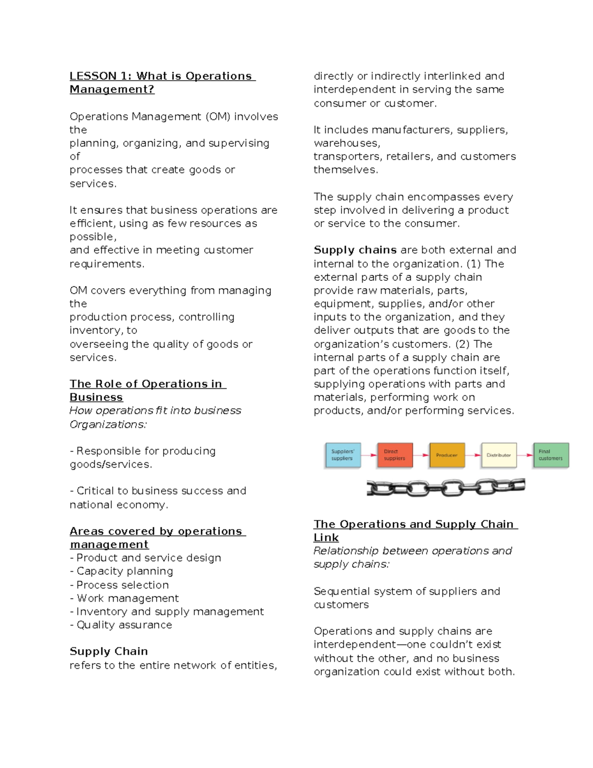TQM 1 & 2: Understanding Operations Management and Its Importance - Studocu