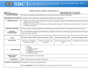 AMT WEEK 2 Grade 7 - AMT - INSTRUCTIONAL WEEKLY LEARNING PLAN Quarter ...