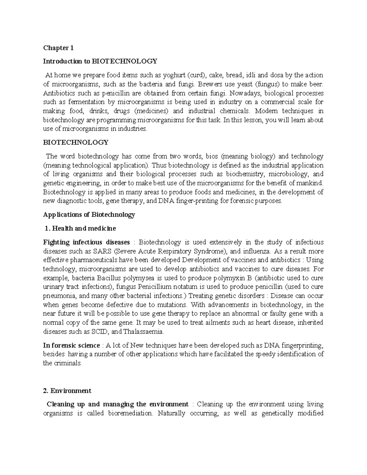 Chapter 1 - Introduction to Biotechnology: Applications & Processes ...