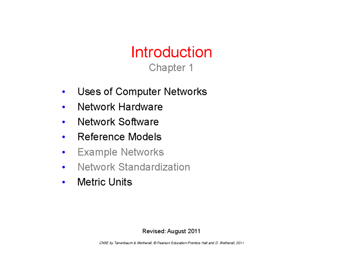 Chapter 1: Introduction to Computer Networks (CN5E) - Studocu