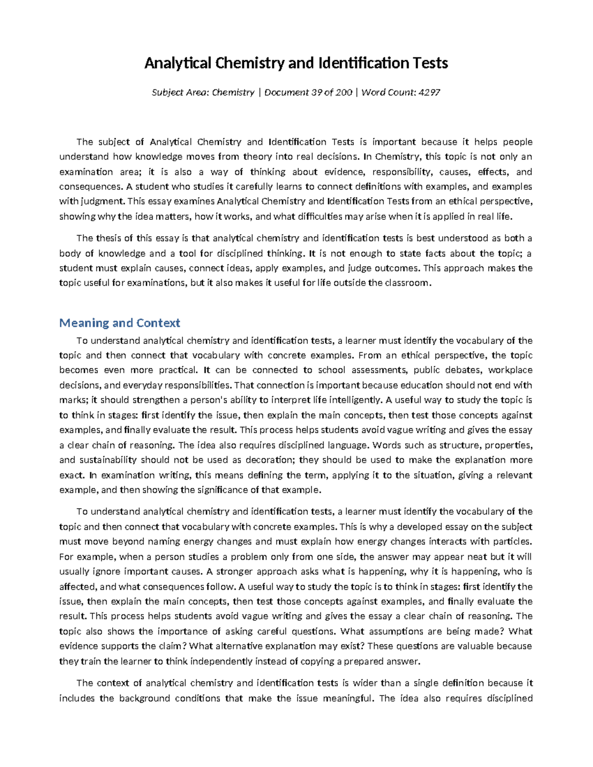039 Analytical Chemistry & Identification Tests: Ethical Perspectives ...