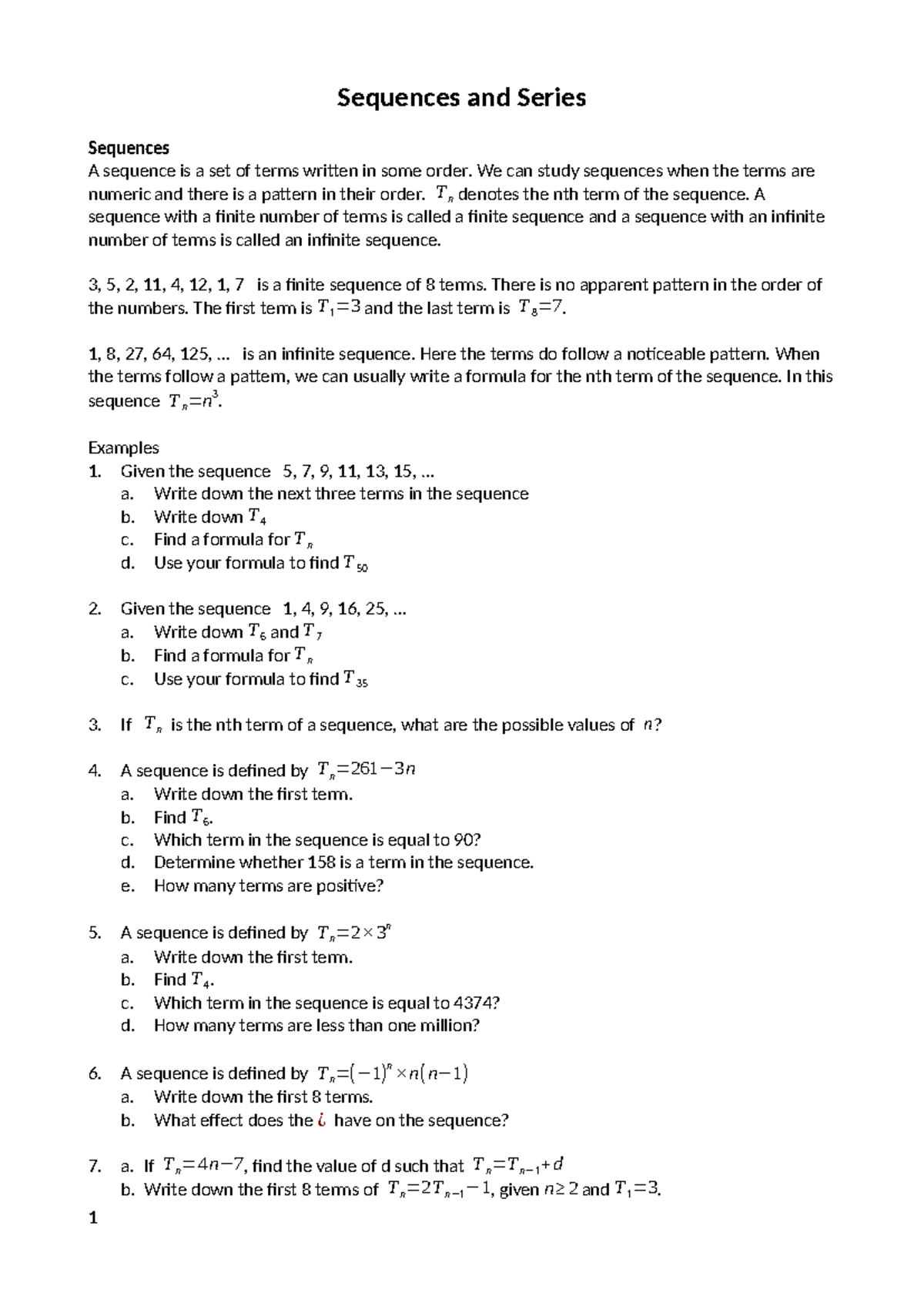 Lecture Notes on Sequences and Series (Math 101) - Studocu