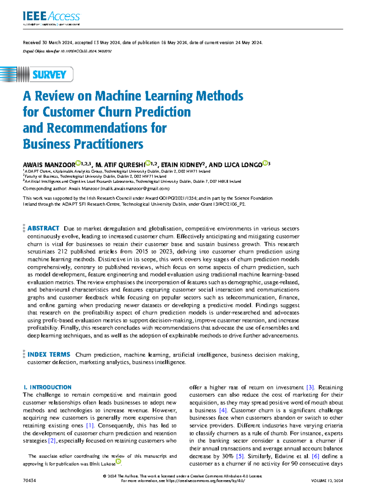 A Review on ML Methods for Customer Churn Prediction (2024) - Studocu