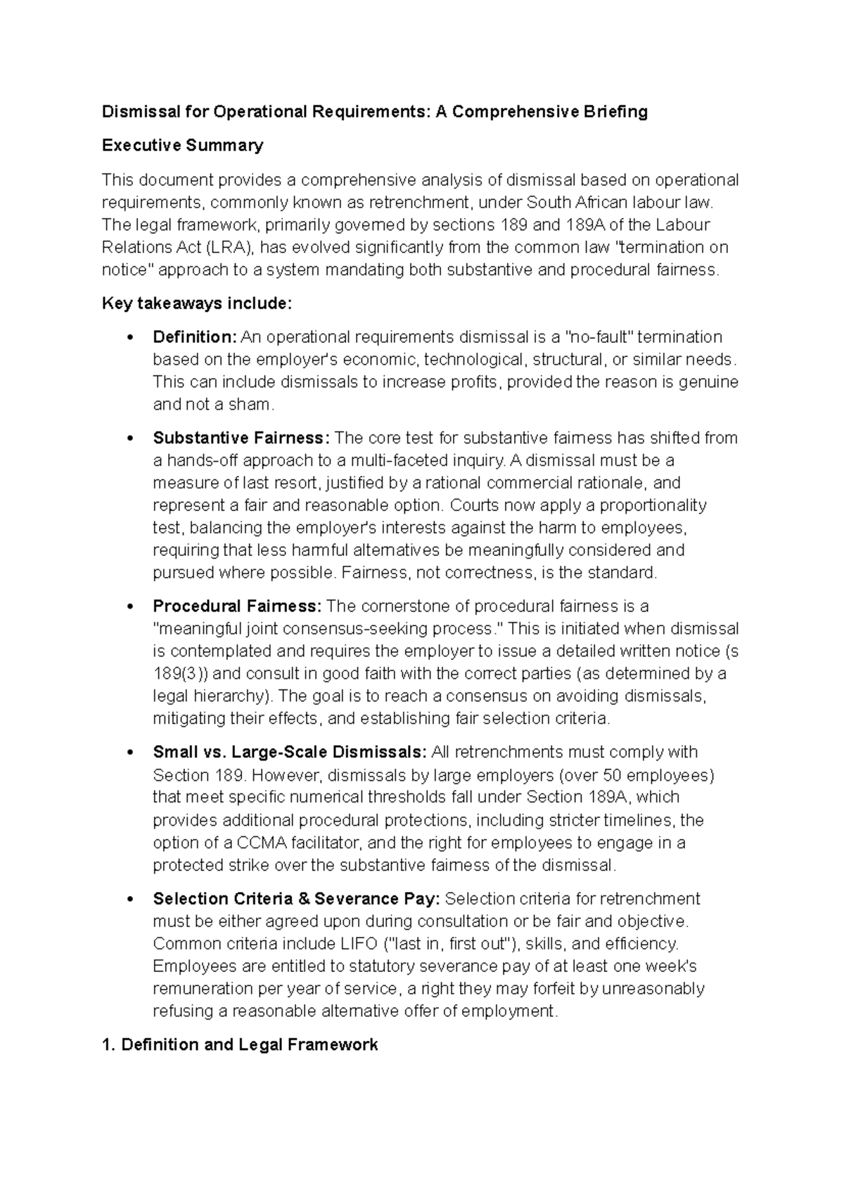 Dismissal for Operational Requirements: A Detailed Overview of LRA ...