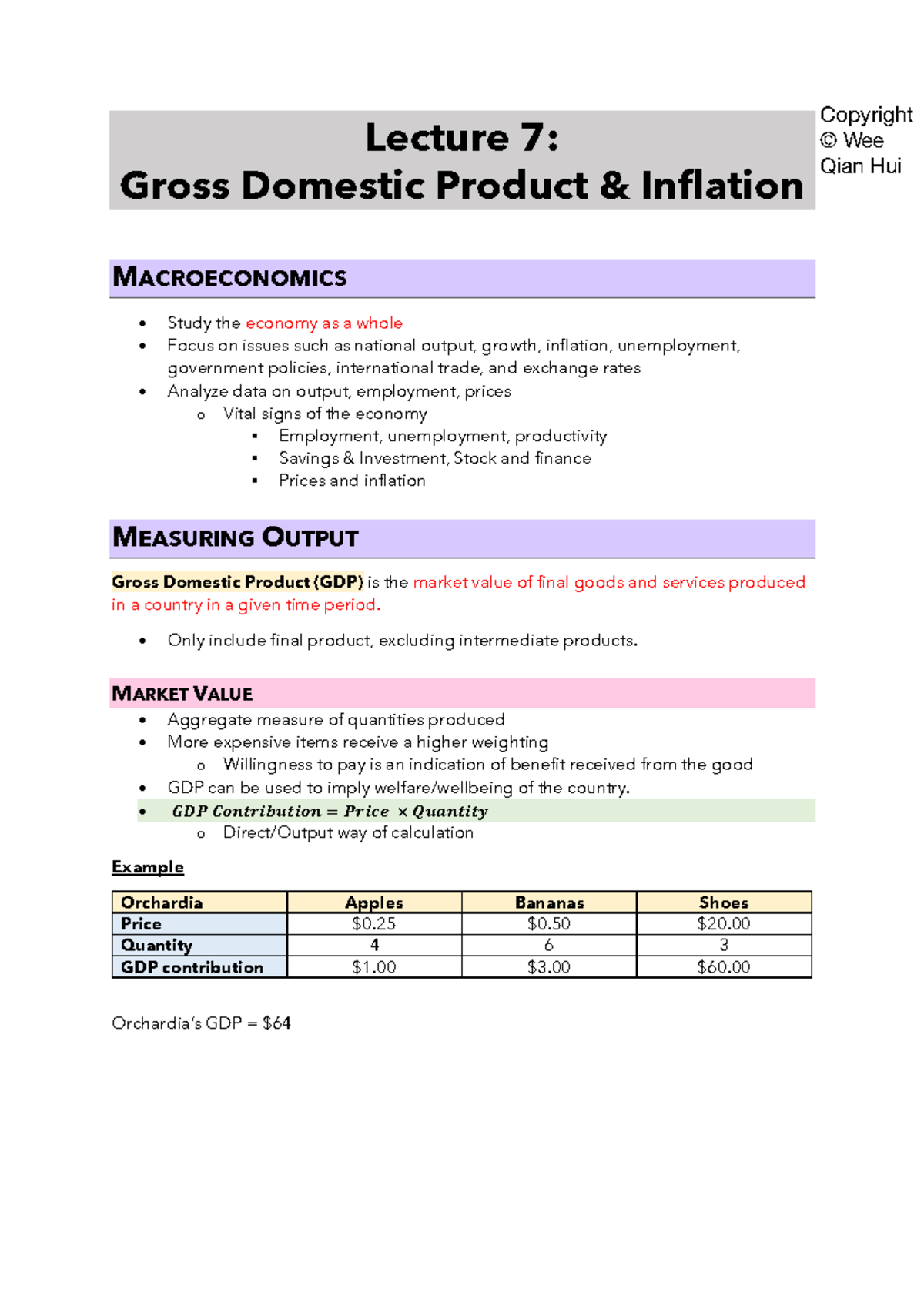 Lecture 7: GDP and Inflation in MACROECONOMICS - Studocu