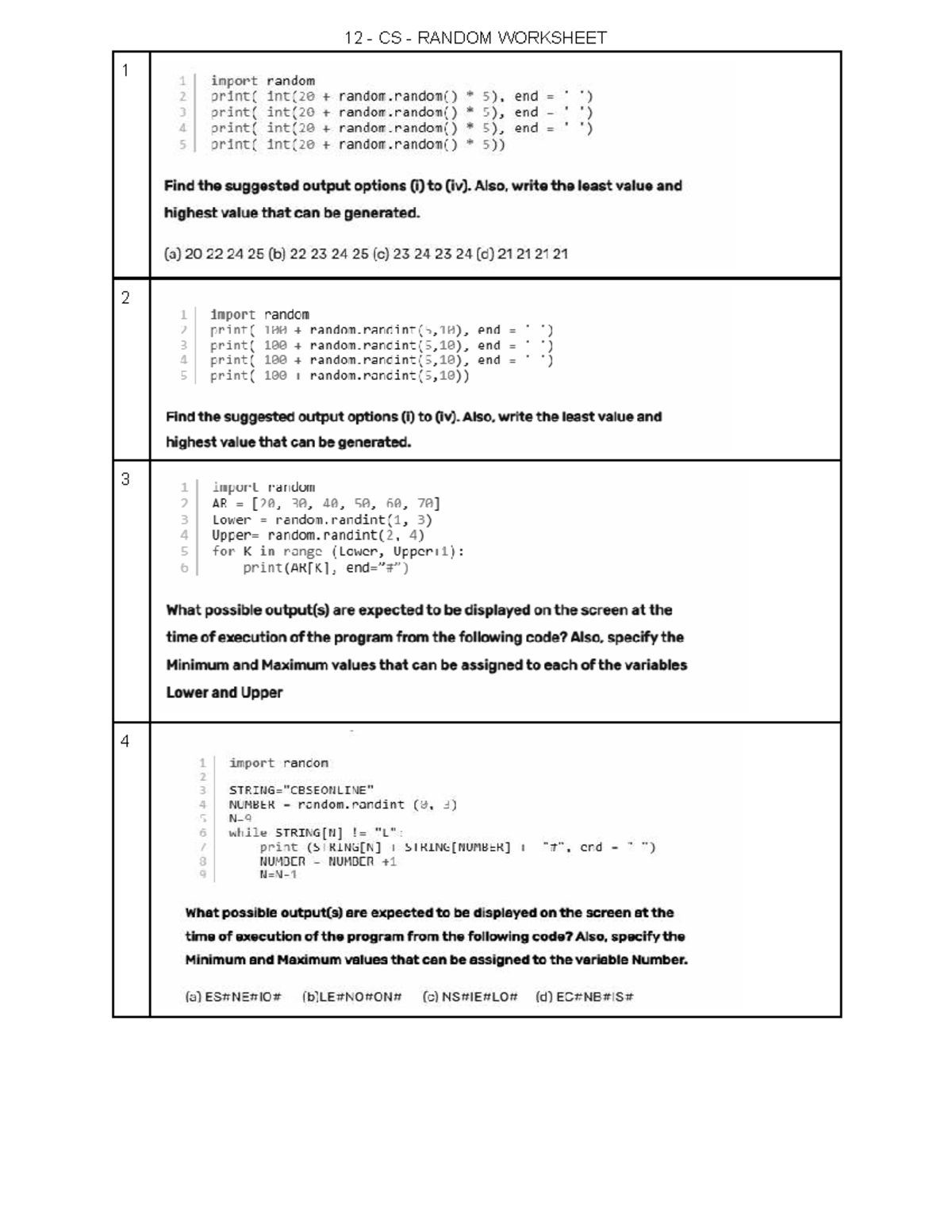 Random questions 12 - SSS - Computer Science SL - 12 - CS - RANDOM ...