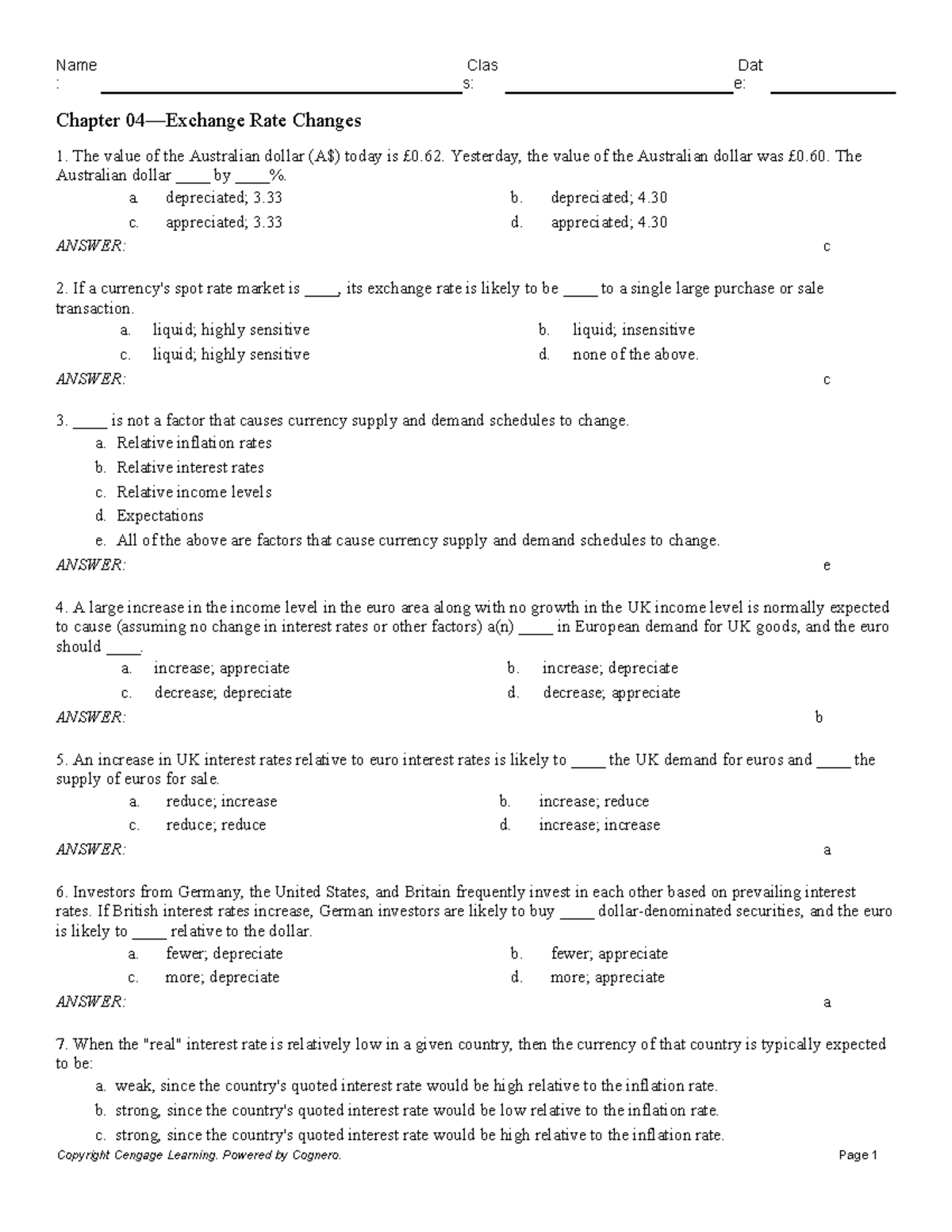 Chapter 04: Understanding Exchange Rate Changes Concepts and ...