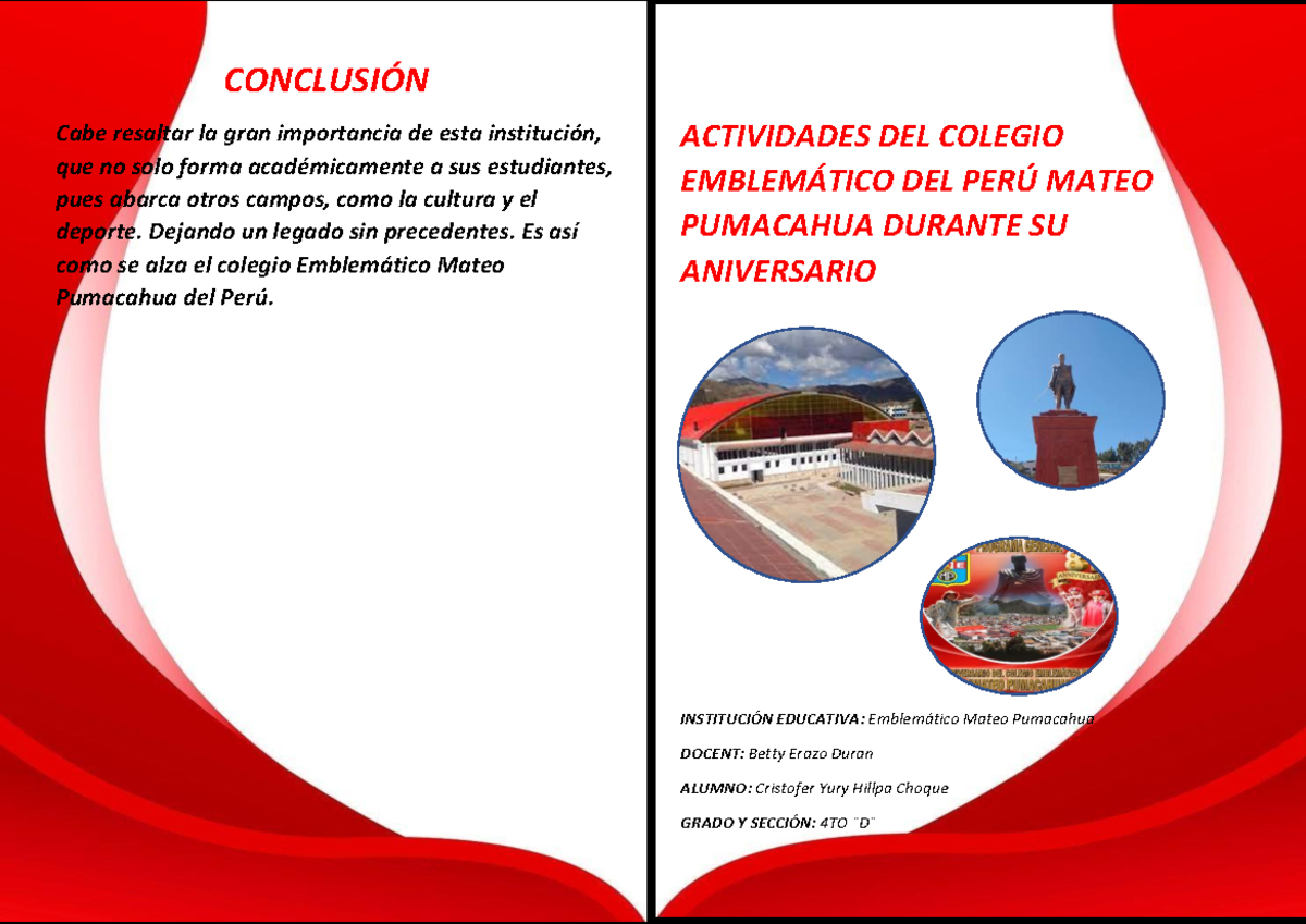 Actividades del Colegio Emblemático Mateo Pumacahua en su Aniversario ...