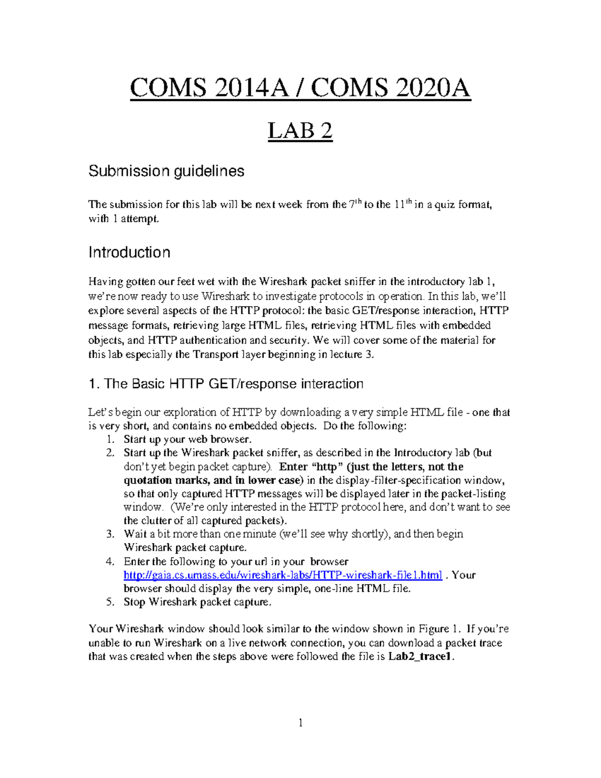 Lab 2 - COMS 2014A / COMS 2020A LAB 2 Submission guidelines The ...