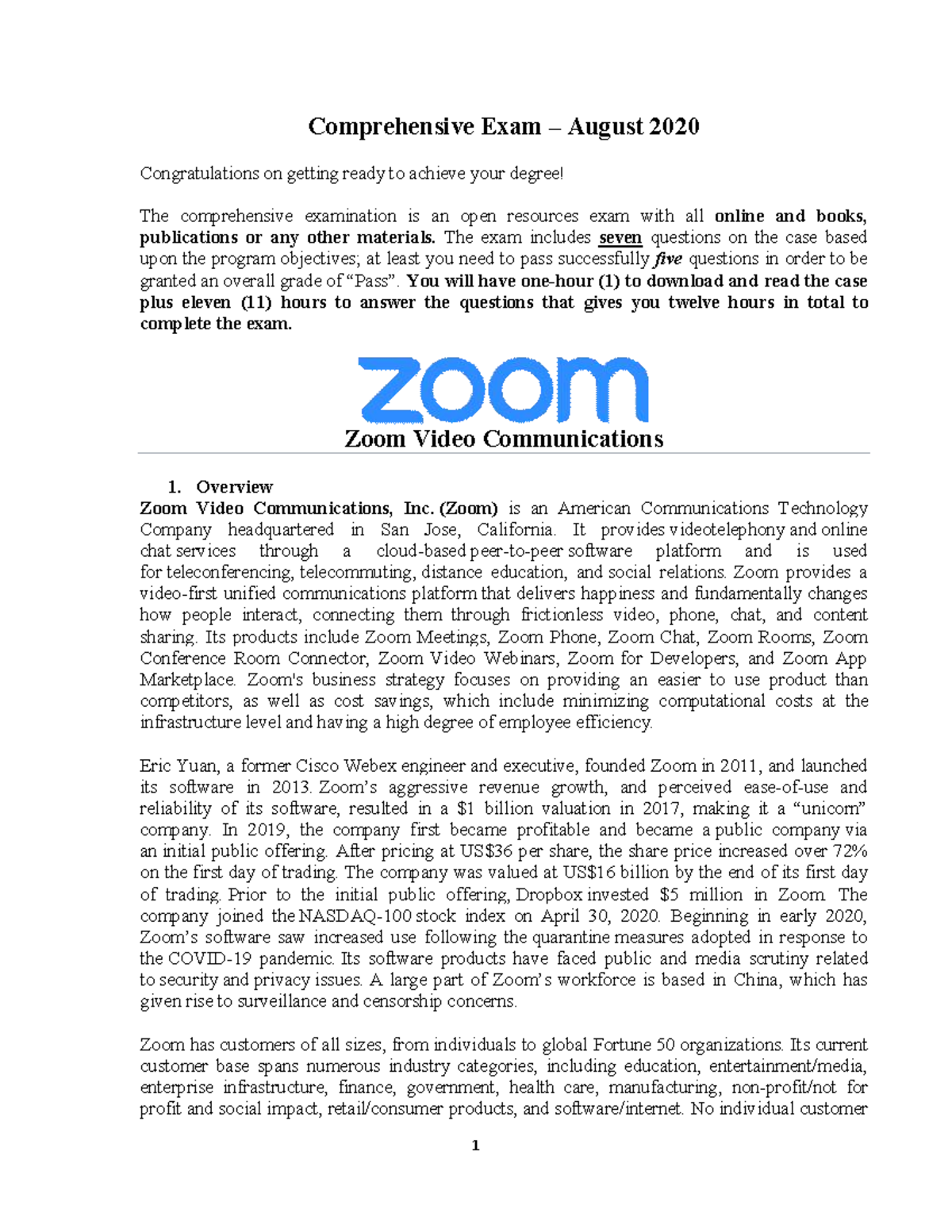 Comprehensive Exam August 2020 Final Version-2 - Comprehensive Exam ...