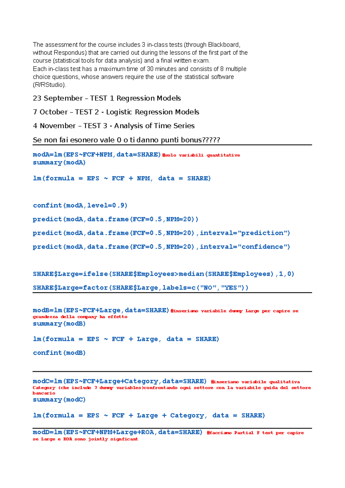 Statistical Tools for Data Analysis: Tests & Final Exam Overview - Studocu