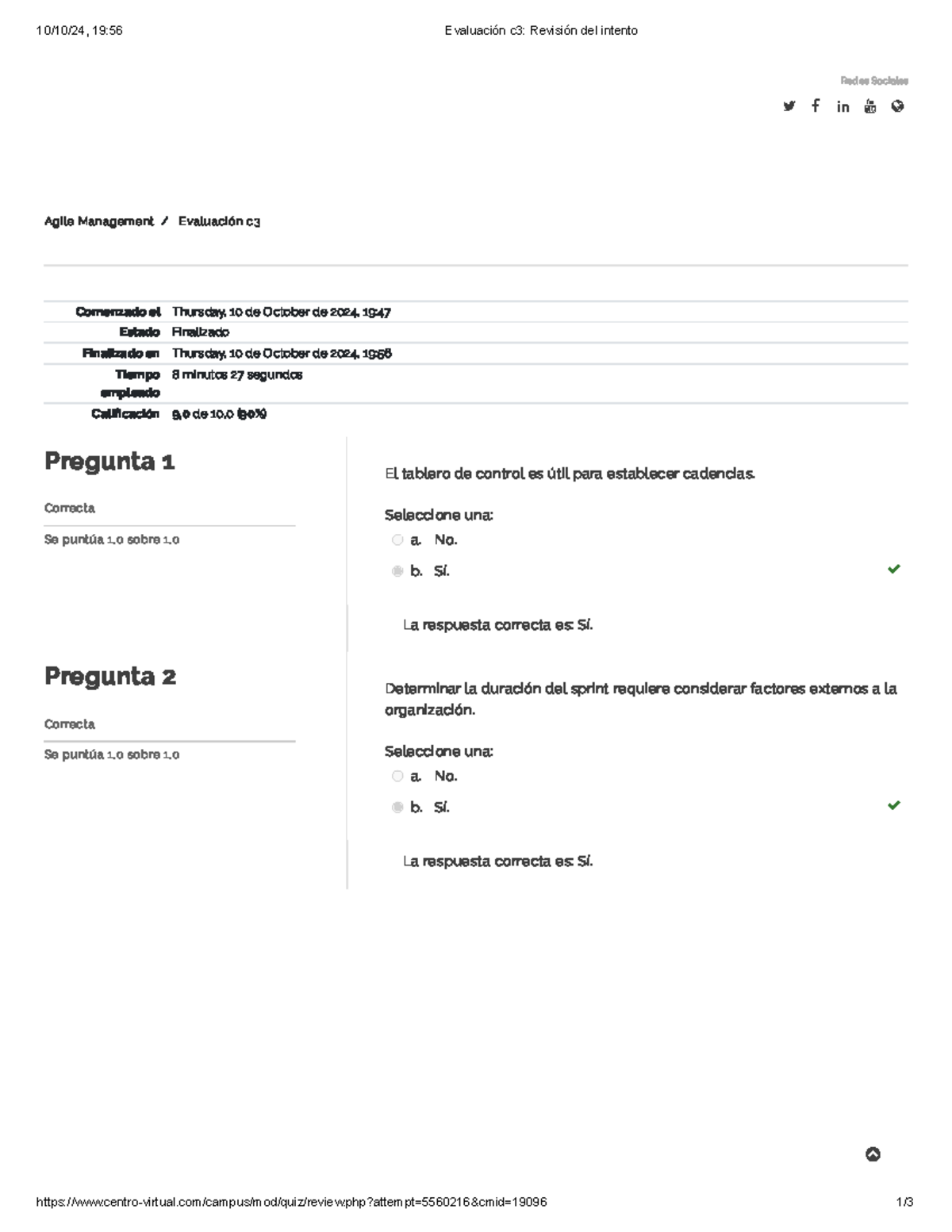 Evaluación c3: Revisión del Intento en Redes Sociales y Agile ...
