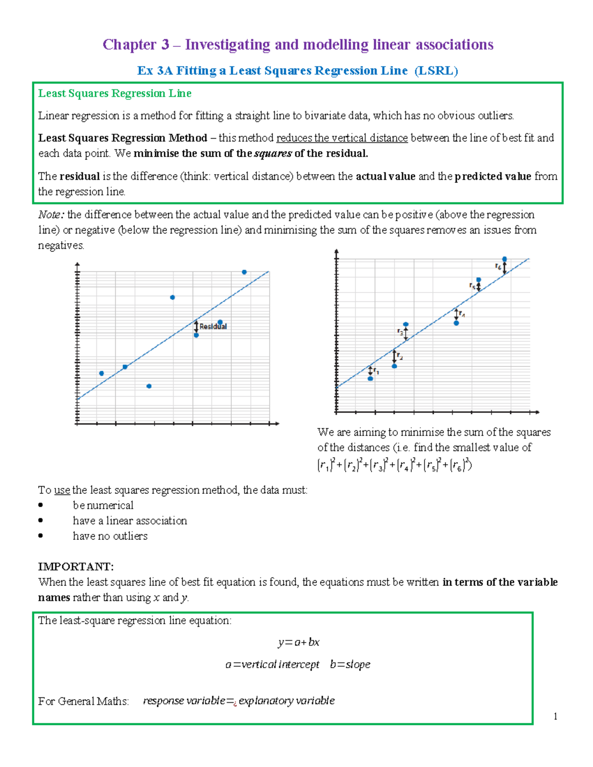 Chapter 3: Investigating Linear Associations & LSRL Notes - Studocu