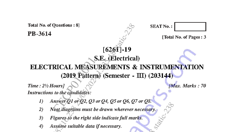 Electrical Measurements & Instrumentation (EM-I) - Sem 3 Exam Notes ...