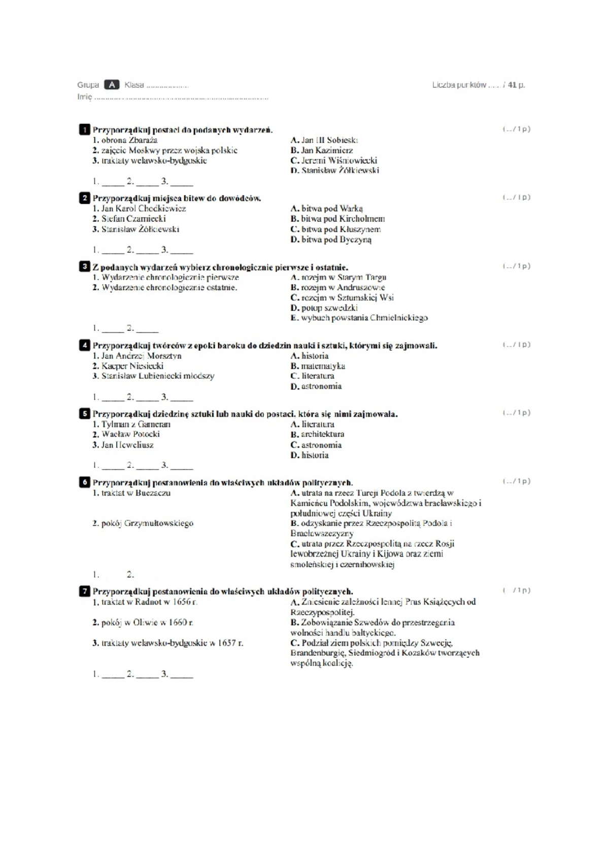 Sprawdzian Z Historii Diagnozujący Dla Klasy 7 www.studocu.com