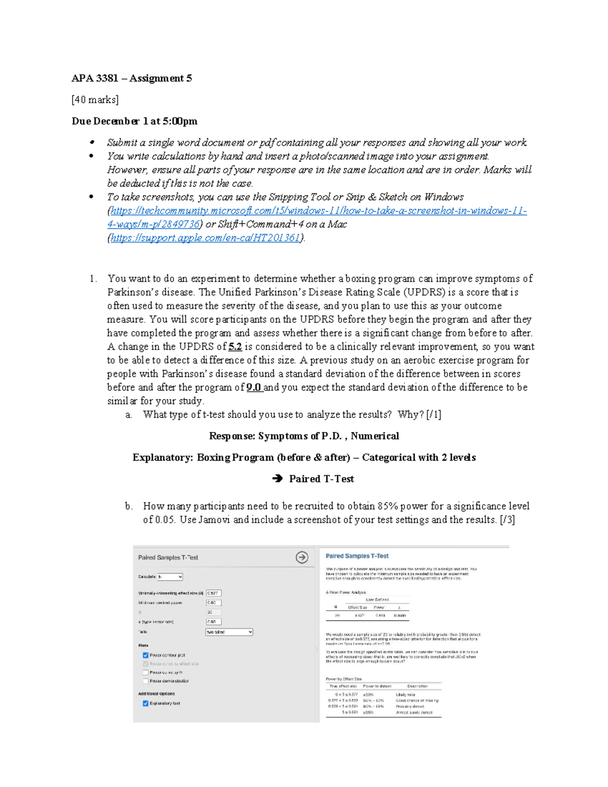 Assignment 5 answers - APA 3381 – Assignment 5 [40 marks] Due December ...