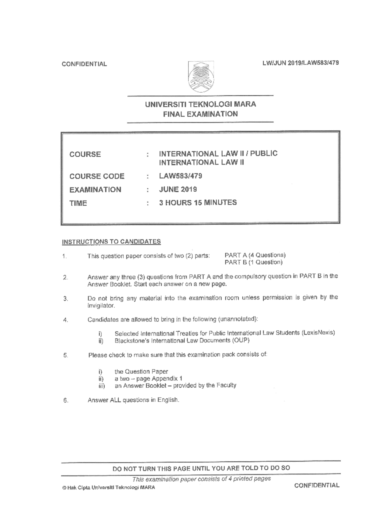 Exam June 2019, questions - Public International Law II - Studocu