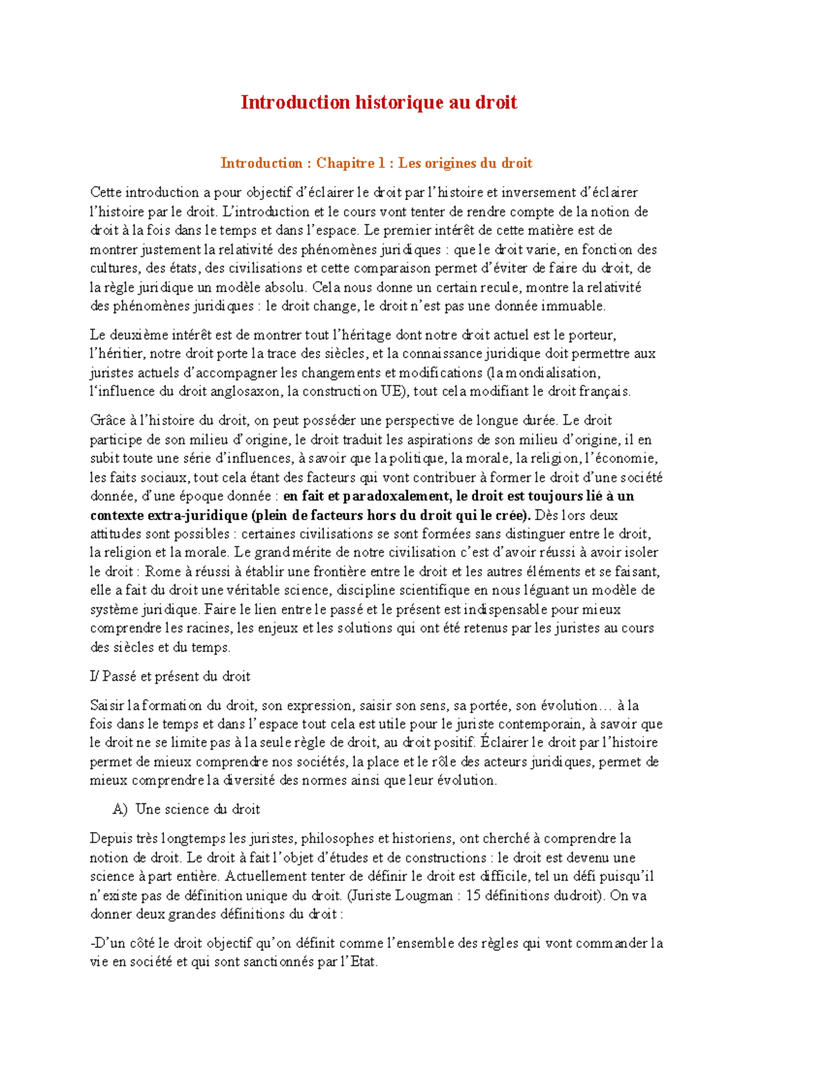 Introduction historique au droit : Chapitre 1 - Les origines du droit ...