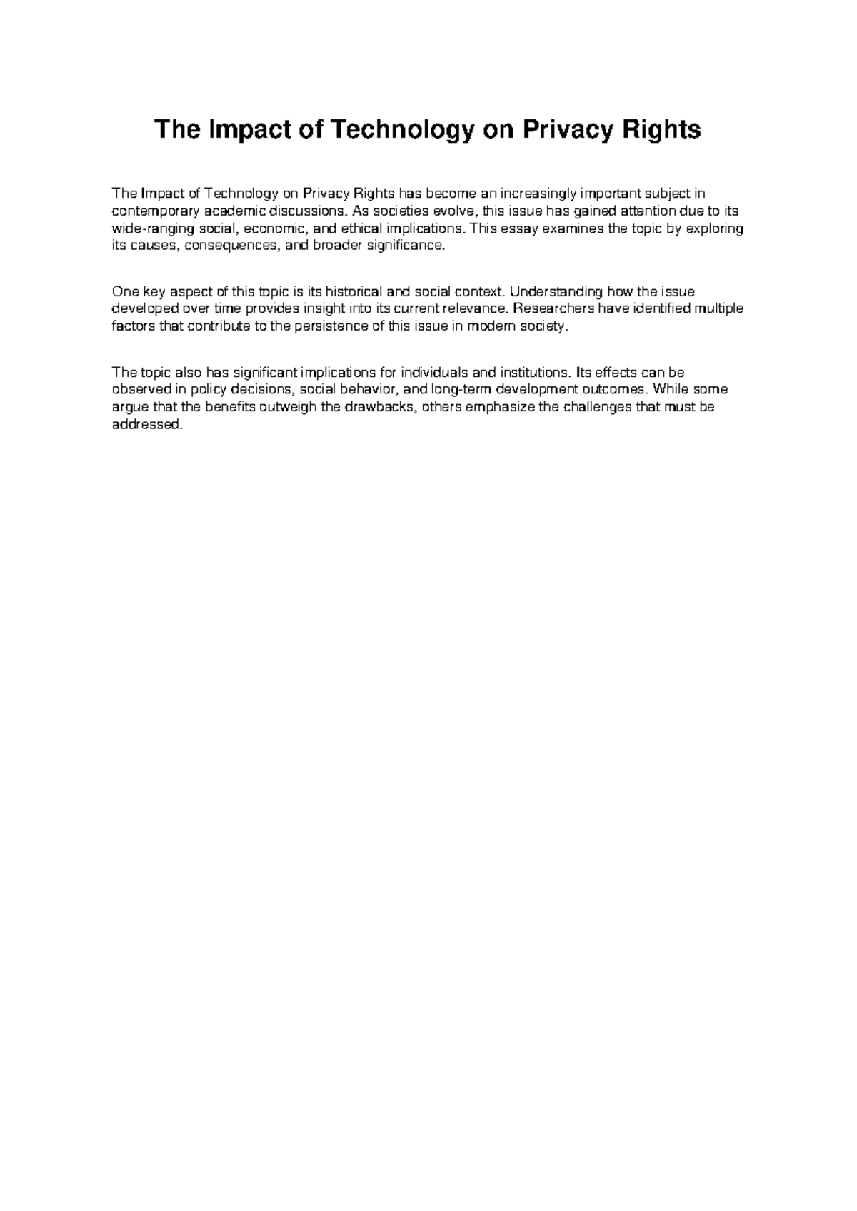 The Impact of Technology on Privacy Rights: An In-Depth Analysis - Studocu