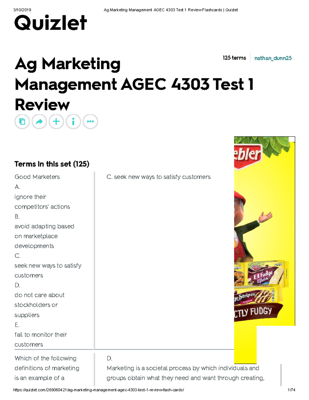 Ag Marketing Management AGEC 4303 Test 1 Review Flashcards Quizlet ...