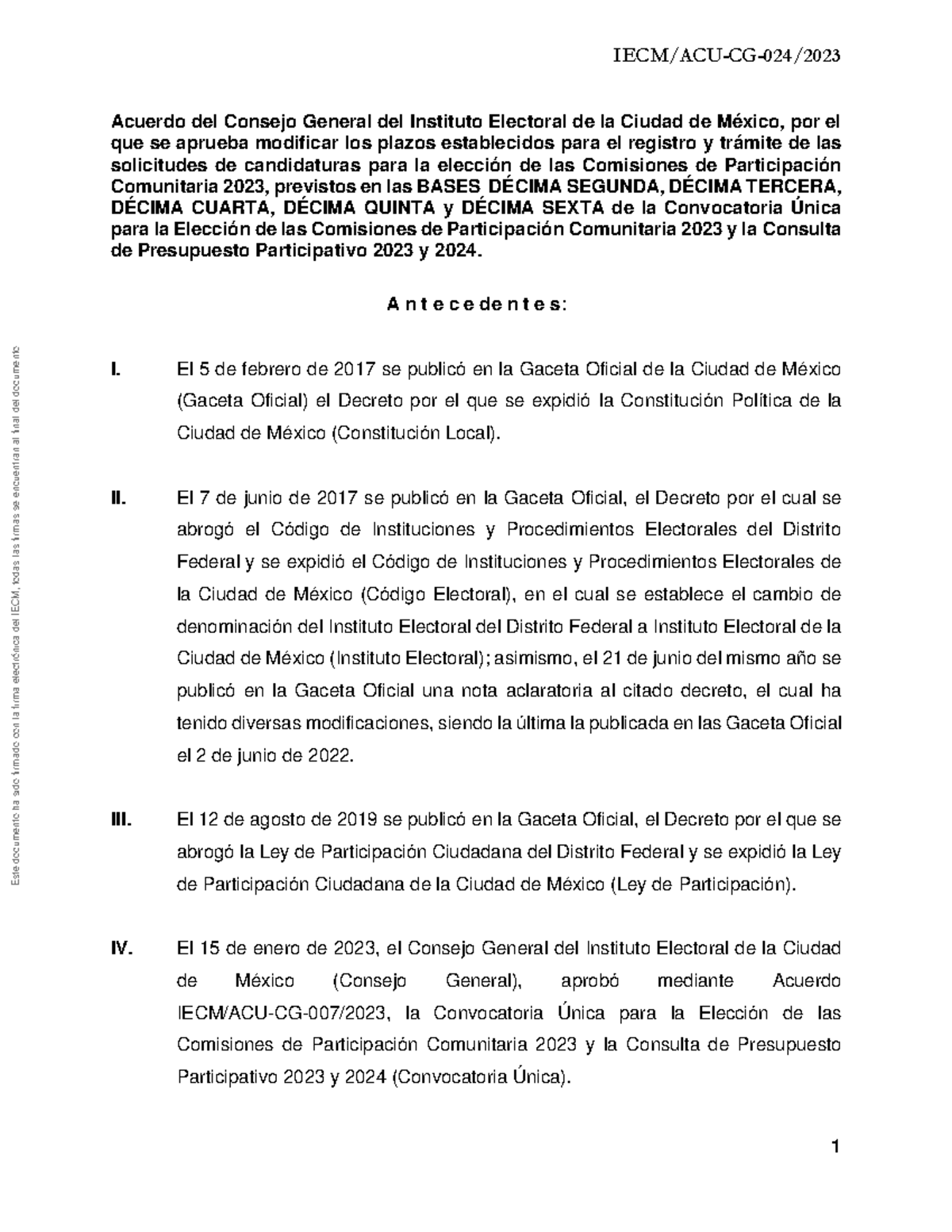 IECM ACU CG 024 2023 - prees - Acuerdo del Consejo General del ...