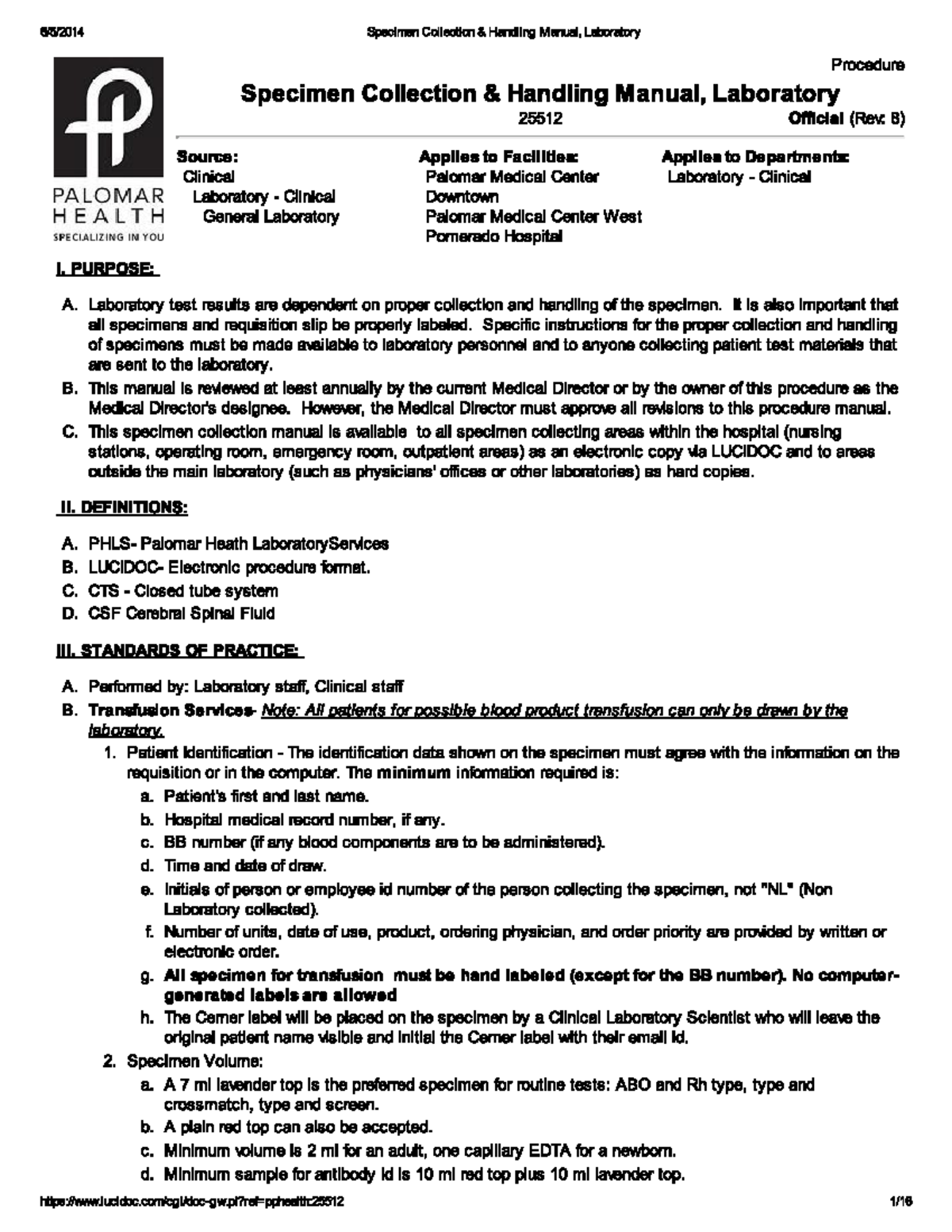 Specimen Collection Handling Manual Guidelines - Studocu