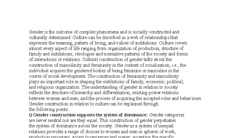 Gender and Sex: Social Construction and Cultural Context - NO I PK ...