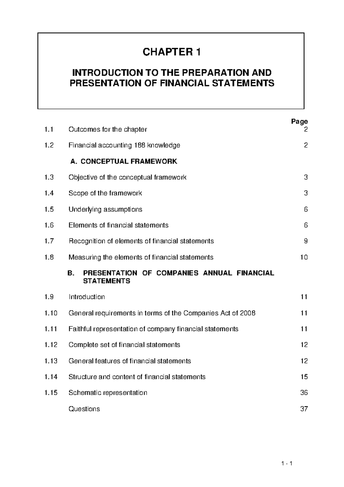 Financial Accounting 188: Chapter 1 Notes on Financial Statements - Studocu