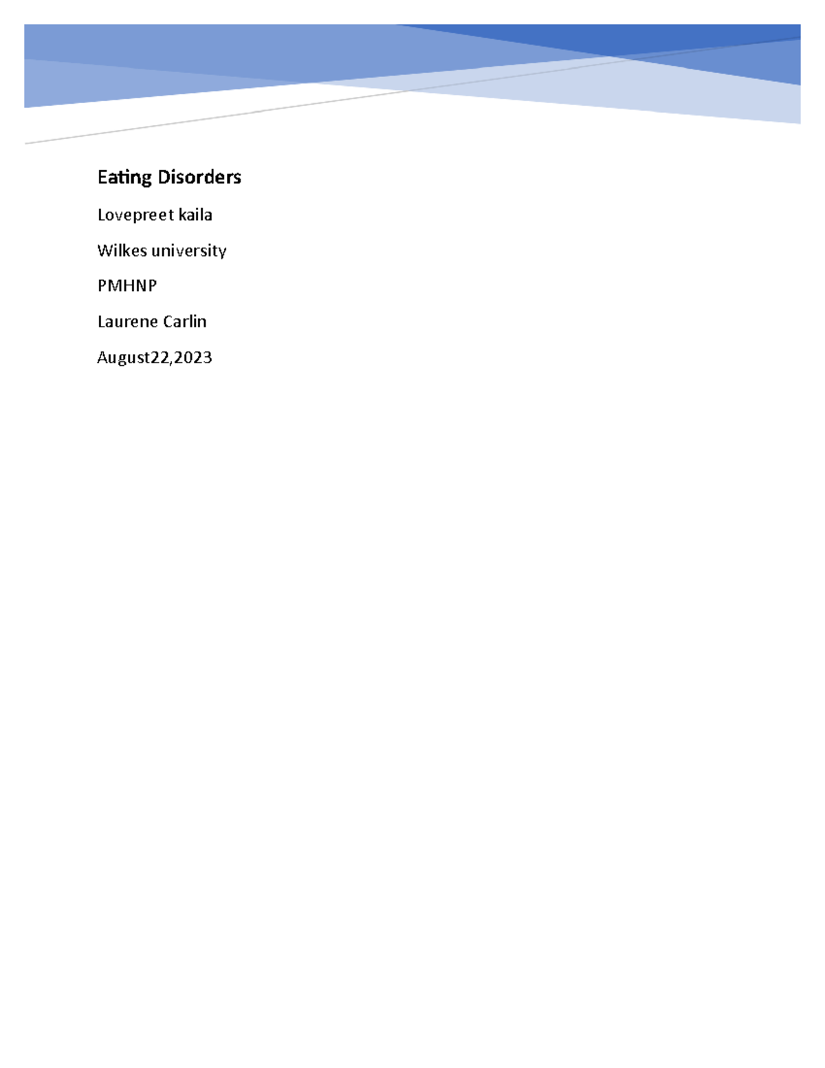 Eating Disorders Overview: Types, Impacts, and Treatments PMHNP - Studocu