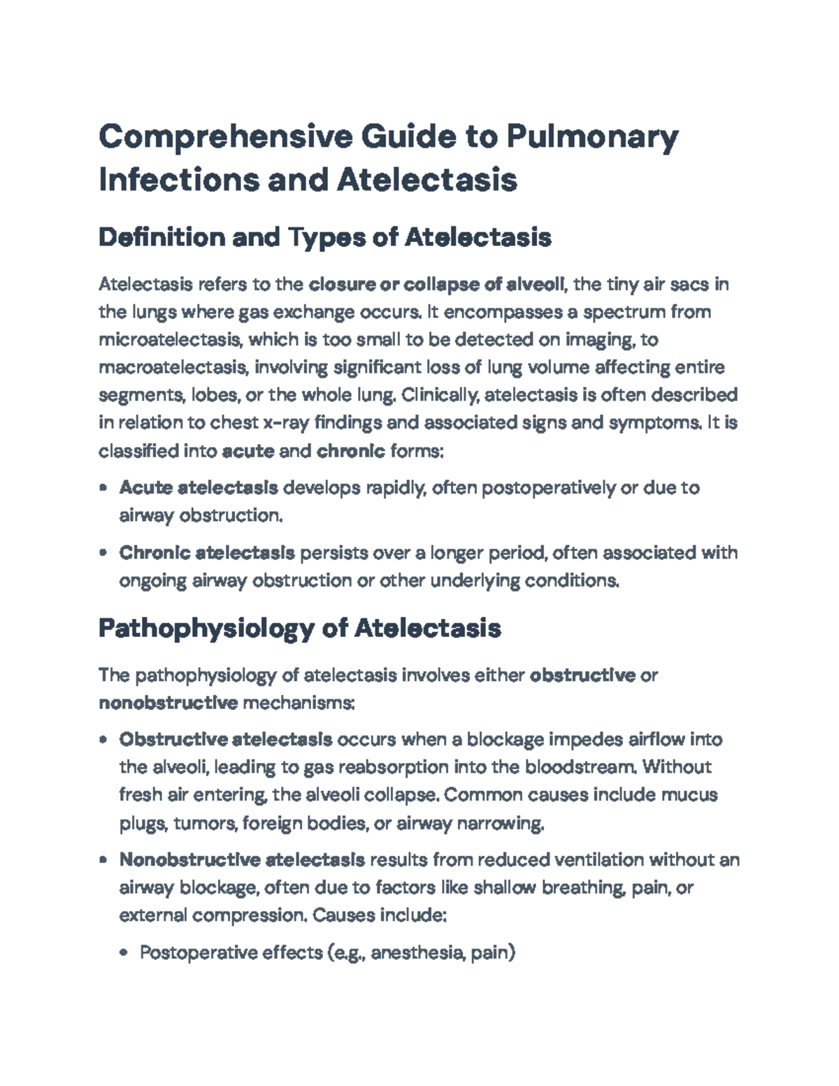 Comprehensive Overview of Atelectasis & Respiratory Infections (MED 101 ...