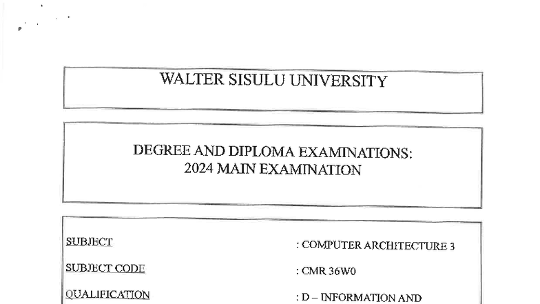 Computer Architecture III Exam Notes - CMR 36W0 - Studocu