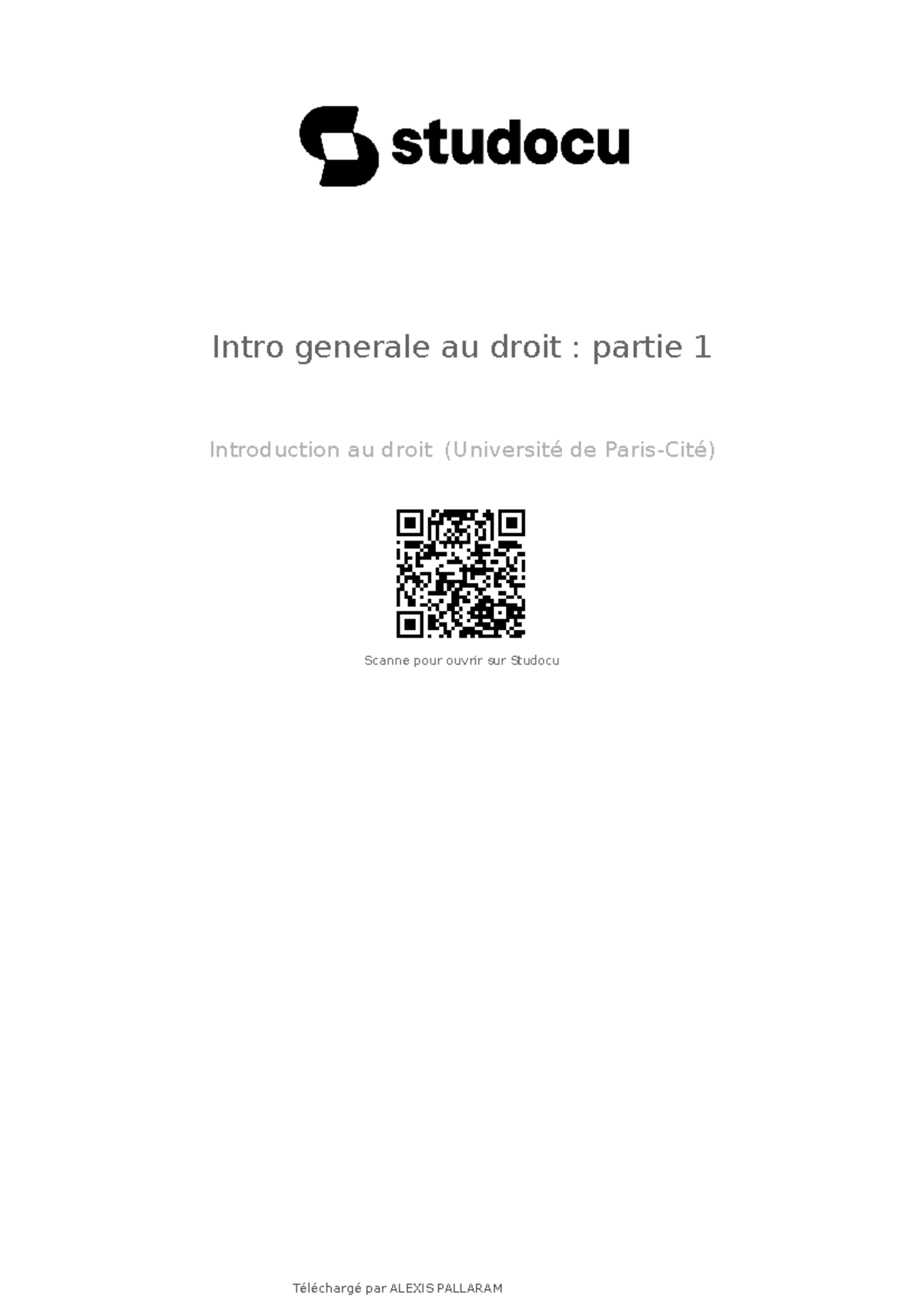 Intro générale au droit - Partie 1 - Cours Université de Paris-Cité ...