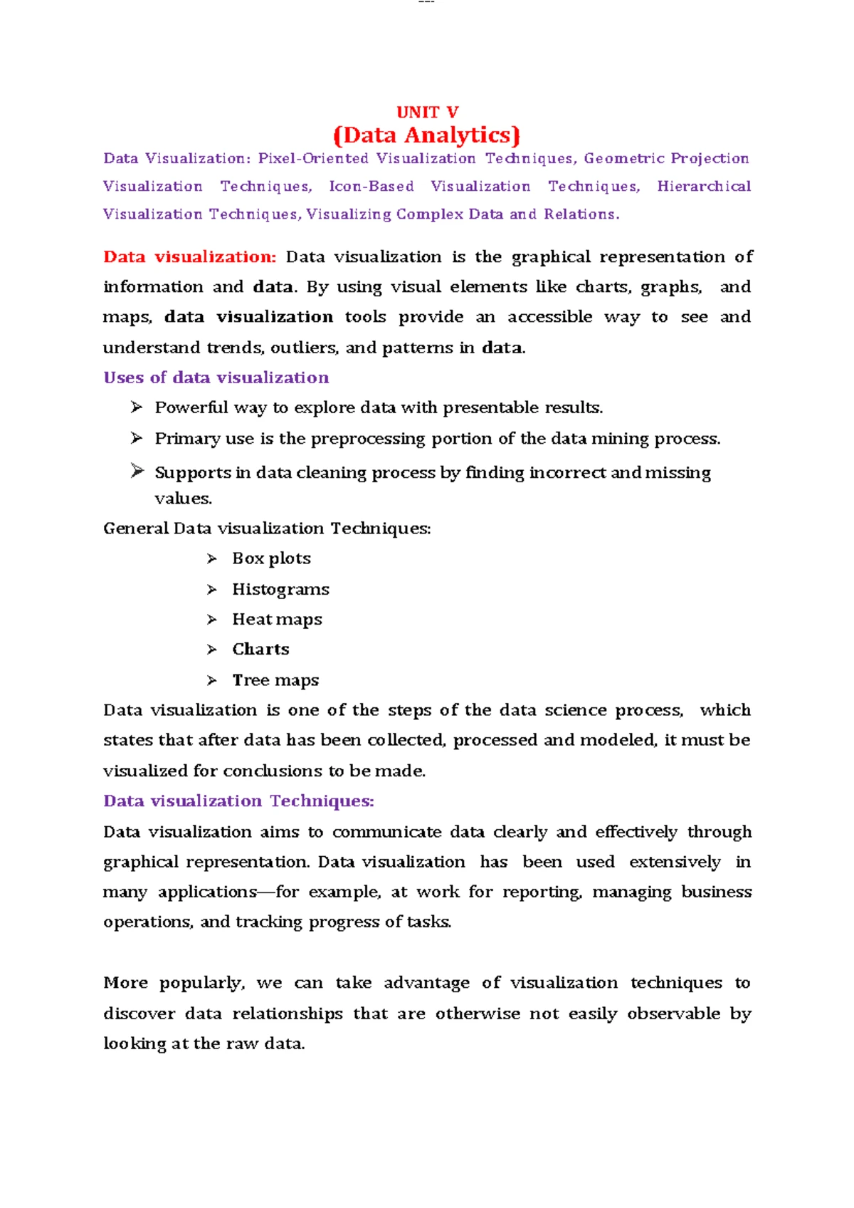 Data Analytics Unit II - Unit 2 - UNIT-II (Data Analytics) Data ...