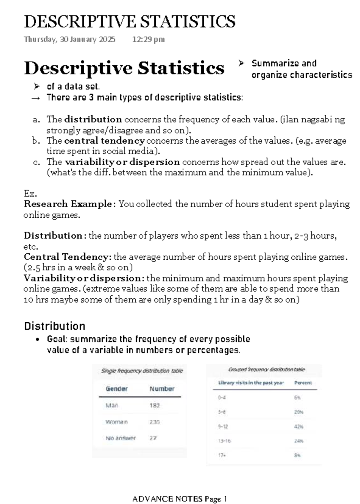 MMW Advance Notes - Descriptive Statistics Overview - Studocu