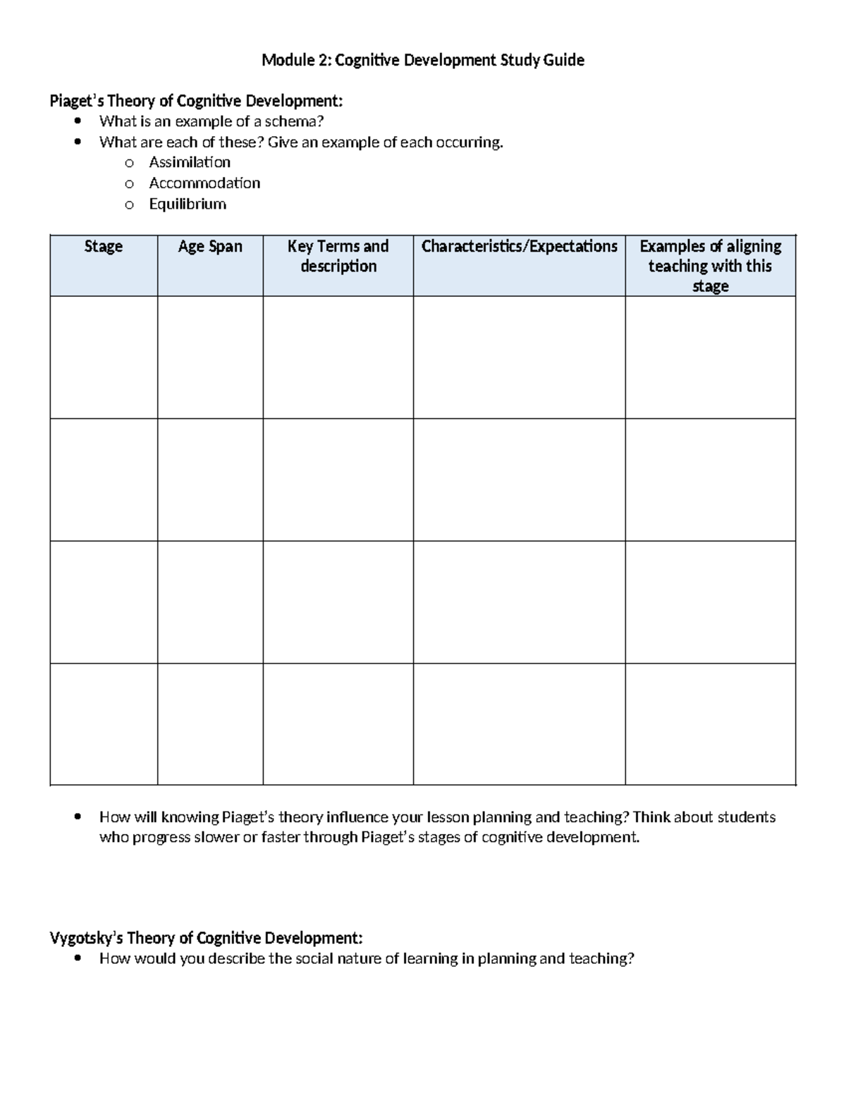 D094 d307 m2 study guide - Module 2: Cognitive Development Study Guide ...